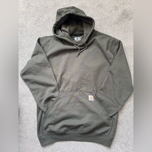 Mens Carhartt Pullover Hoodie Loose Fit Size Large Dark Olive Like NEW